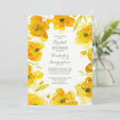 黄色フローラ水色ヴィンテージブライダルシャワー 招待状 (スタンド正面)