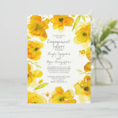 黄色フローラ水色ヴィンテージ婚約パーティ 招待状 (スタンド正面)