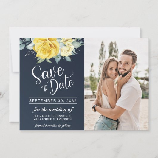 黄色フローラ級海軍の青い結婚写真 セーブザデート (正面)