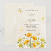 黄色フローラ結婚フリ 招待状 (正面/裏面)