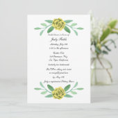 黄色フローラ緑の葉ブライダルシャワー 招待状 (スタンド正面)