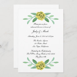 黄色フローラ緑の葉リハーサルディナー 招待状