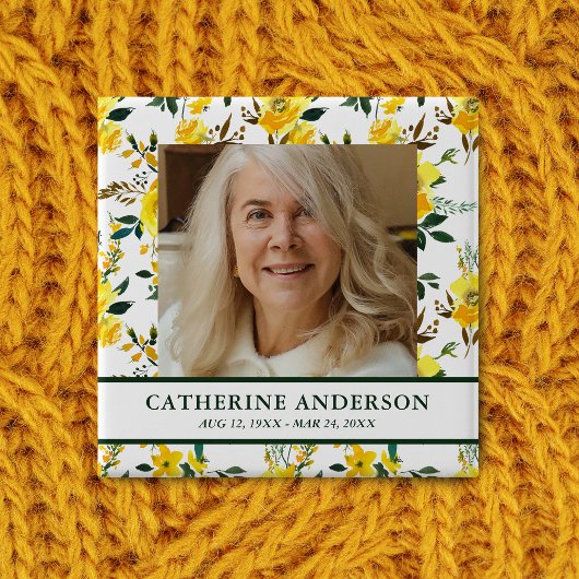 黄色フローラ葬儀記念撮影ボタン 缶バッジ