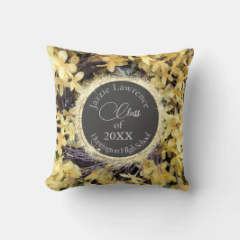 黄色フローラ輝きパーソナライズされた卒業 クッション