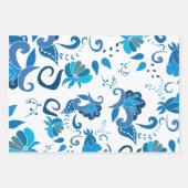 黄色フローラ青タイルイタリアンブライダルシャワー ラッピングペーパーシート (正面2)