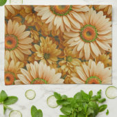 黄色フローラ黄色ひまわり黄色デイジー キッチンタオル (折り畳み)