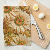 黄色フローラ黄色ひまわり黄色デイジー キッチンタオル (四つ折り)