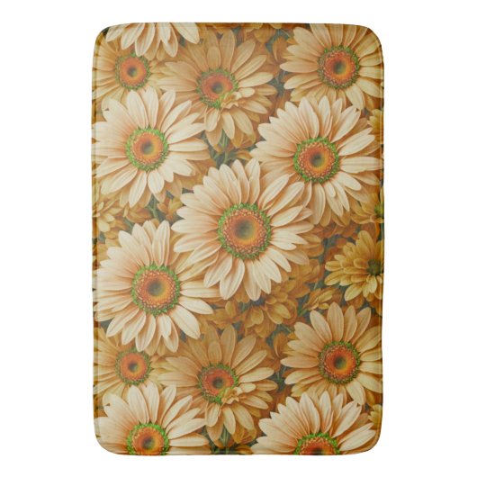 黄色フローラ黄色ひまわり黄色デイジー バスマット (正面縦)