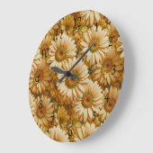黄色フローラ黄色ひまわり黄色デイジー ラージ壁時計 (傾斜)