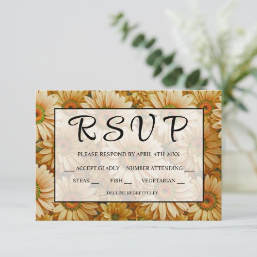 黄色フローラ黄色ひまわり黄色デイジー 出欠カード (スタンド正面)