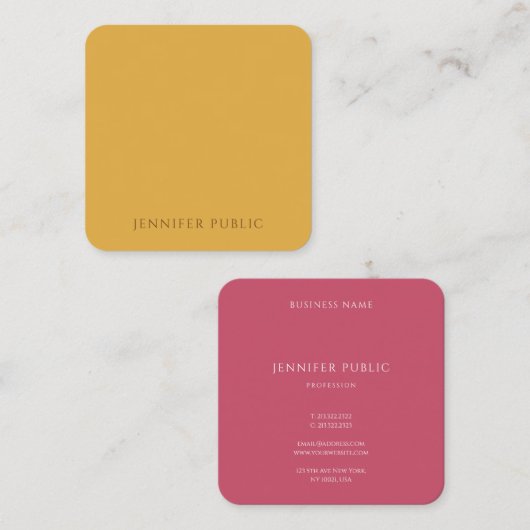 黄色ブラウンの赤い傾向はモダンなミニマリストを着色します スクエア名刺 (正面/裏面)