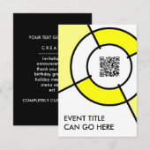 黄色ブルズアイQRコード 招待状 (正面/裏面)