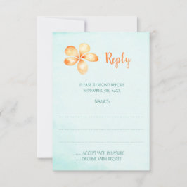 黄色プルメリア熱帯結婚フローラ 出欠カード