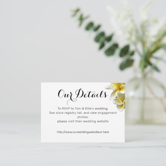 黄色プルメリア結婚花詳細 エンクロージャーカード (スタンド正面)