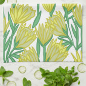 黄色プロテアの花 キッチン タオル (折り畳み)