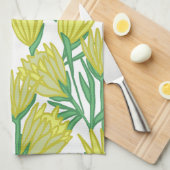 黄色プロテアの花 キッチン タオル (四つ折り)