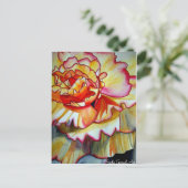 黄色ベゴニアの花 水彩画オリジナルアート ポストカード (スタンド正面)