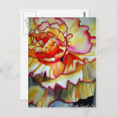 黄色ベゴニアの花 水彩画オリジナルアート ポストカード (正面/裏面)