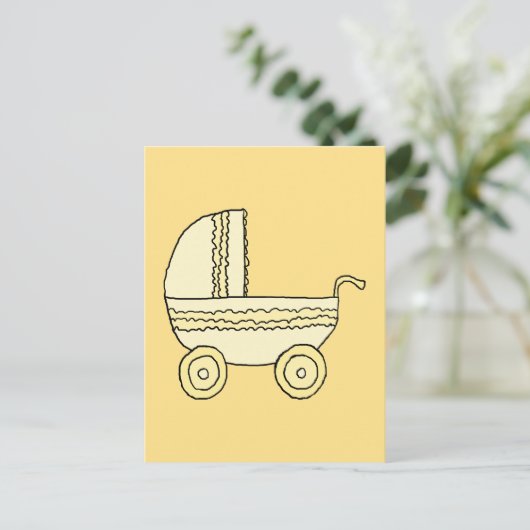 黄色ベビーPram。 ポストカード (スタンド正面)