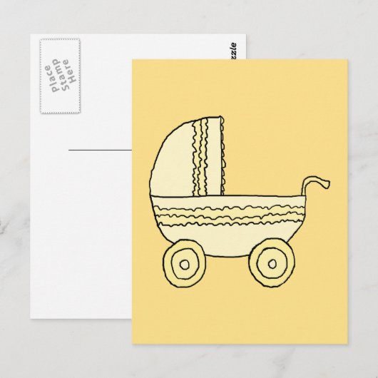 黄色ベビーPram。 ポストカード (正面/裏面)