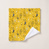 黄色ペイズリー バスタオルセット (ウォッシュタオル)