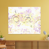 黄色マスタードのウィグルラインと曇りオレンジ キャンバスプリント (インサイチュ (リビング))