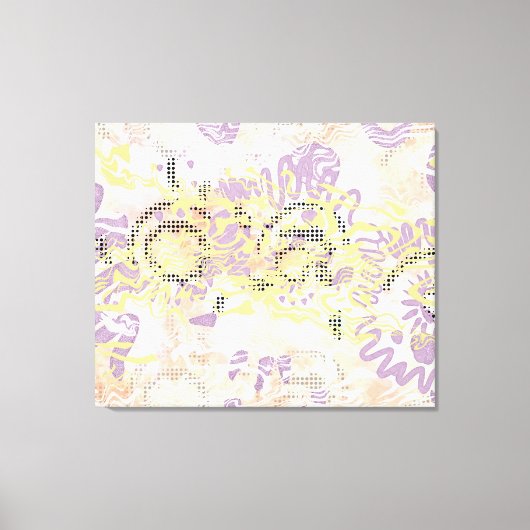 黄色マスタードのウィグルラインと曇りオレンジ キャンバスプリント (正面)