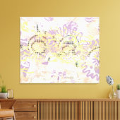 黄色マスタードのウィグルラインと曇りオレンジ キャンバスプリント (インサイチュ (リビング))