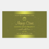 黄色マスタード製品ラベル ゴールドグリッター フラワーリング 長方形シール (正面)