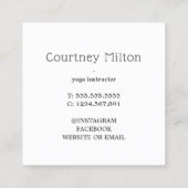 黄色ミニマルエレガントロータスアイコングレーヨガ スクエア名刺 (裏面)