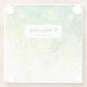 黄色ミモサフローラ水絵を描色 ガラスコースター (裏面)