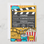 黄色ムービーナイト誕生日パーティー(男子) 招待状 (正面)
