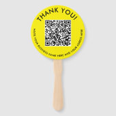 黄色モダンくもの巣QRコードデジタル走査可能写真 ハンドファン (正面)