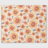 黄色モダンとセージひま絵を描わ花のギフト ラッピングペーパー (フラット)