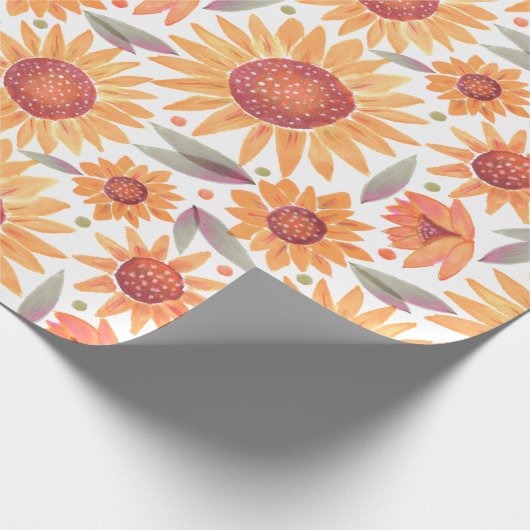 黄色モダンとセージひま絵を描わ花のギフト ラッピングペーパー (角)