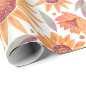 黄色モダンとセージひま絵を描わ花のギフト ラッピングペーパー (ロールコーナー)