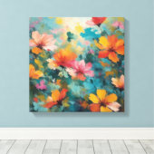 黄色モダンと青の色で抽象芸術を旋回 キャンバスプリント (インサイチュ (ウッドフロア))