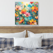 黄色モダンと青の色で抽象芸術を旋回 キャンバスプリント (インサイチュ (寝室))