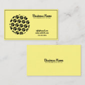 黄色モダンと黒丸の前足の印刷ドッグウォーカー 名刺 (正面/裏面)