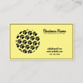 黄色モダンと黒丸の前足の印刷ドッグウォーカー 名刺 (正面)
