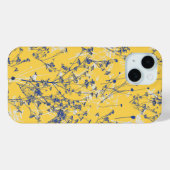 黄色モダンのエレガント抽象芸術青いワイルドフラワー Case-Mate iPhoneケース (裏面 (横))