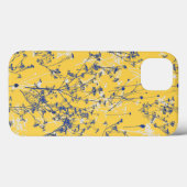黄色モダンのエレガント抽象芸術青いワイルドフラワー Case-Mate iPhoneケース (裏面 (横))