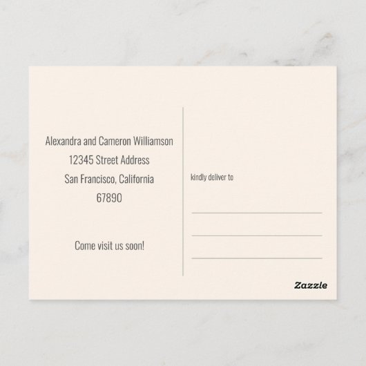 黄色モダンのシックなスクリプト引っ越しましたの発表 ポストカード (裏面)