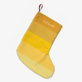 黄色モダンのストライプ スモールクリスマスストッキング (正面 (吊り時))