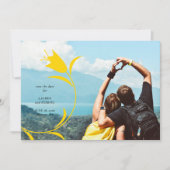 黄色モダンのチューリップ結婚式の日付を保存 招待状 (正面)