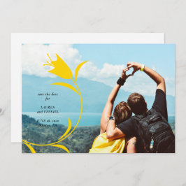 黄色モダンのチューリップ結婚式の日付を保存 招待状