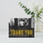 黄色モダンのネオン写真の卒業ありがとう ポストカード (スタンド正面)