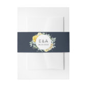 黄色モダンのバラ色ネイビー結婚ブルー 招待状ベリーバンド (正面例)