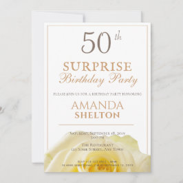 黄色モダンのバラ50thサプライズ誕生日パーティー 招待状