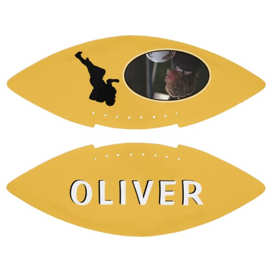 黄色モダンのプレイヤーのシルエットと名前の写真 アメリカンフットボール (パネル)